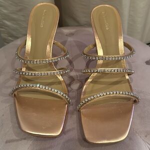 Rose gold sandals with rhinestones - size 8. Never worn